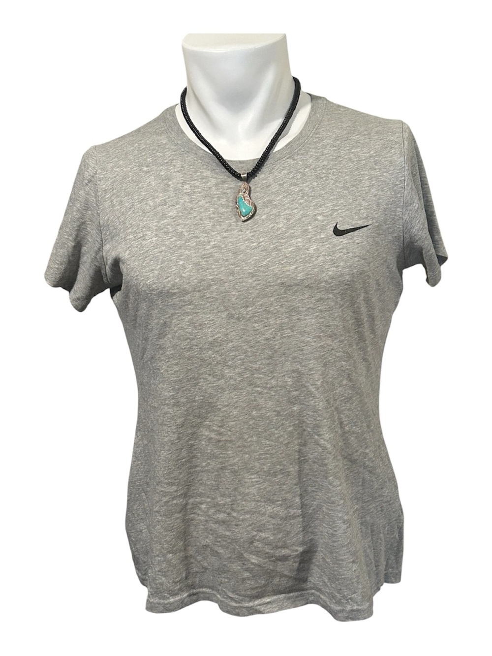 Nike Women's Heather Gray Short Sleeve Crew Tee with Swoosh